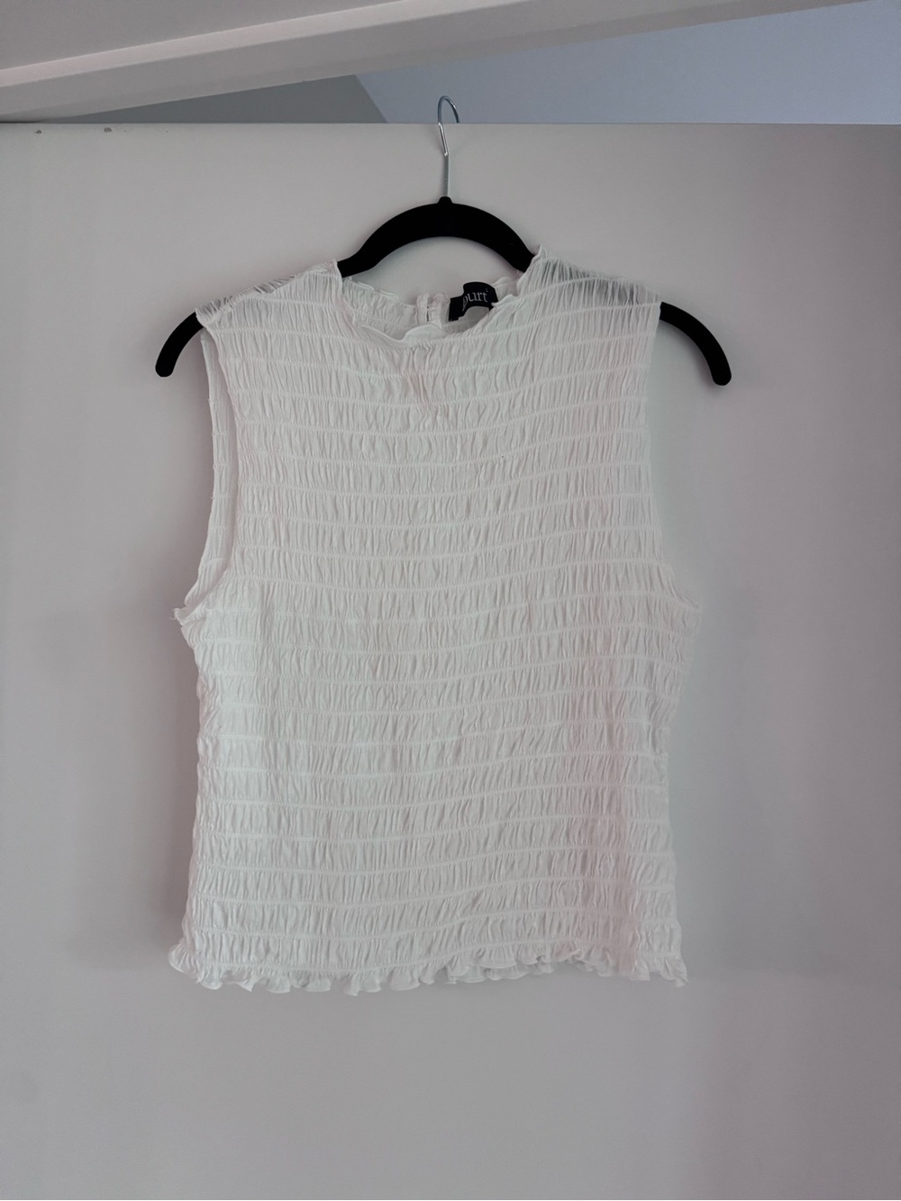 Smocked Sleeveless Tank Top - White